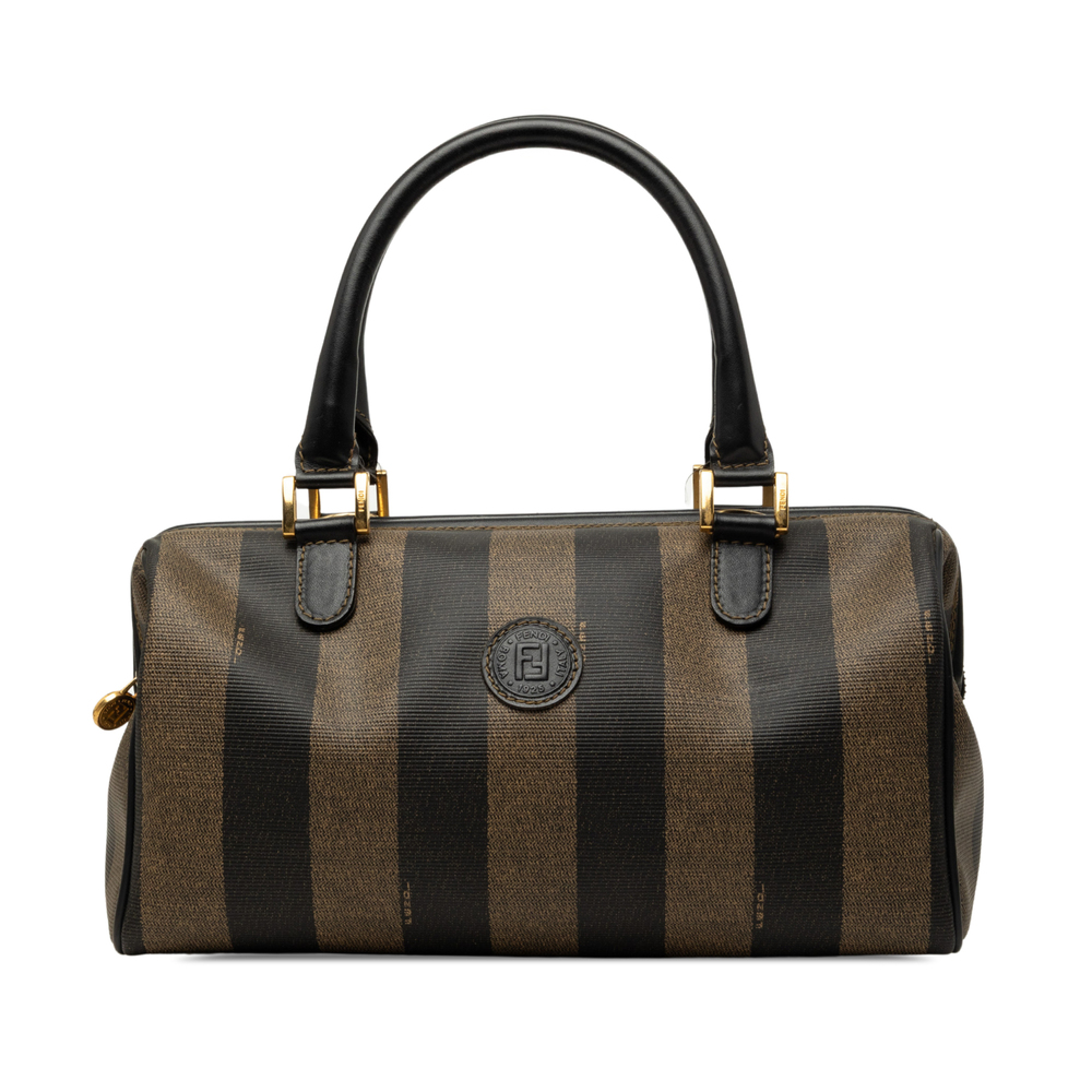 Pre-Loved Fendi Pequin Coated Canvas Boston Bag